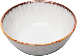 LYOR – Bowl de Cerâmica Linear Cinza 16cm x 7cm – Capacidade para 680ml