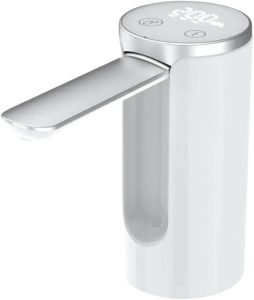 Bomba De Água Galão Recarregavel Dispensador Automático Display Digital e Botão Smart Touch Linha Premium – Vinwer (Branco)