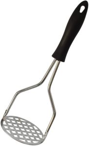 Amassador de Batata e Legumes Inox Manual Ergonômico Amassador Para Purê com Cabo Plástico Anti Calor