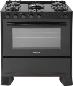 SUGGAR FOGÃO COOK GLASS PRETO MESA DE VIDRO 5 BOCAS MEGA CHAMA TREMPE 6 APOIOS ACENDIMENTO AUTOMÁTICO FGVCG510PT