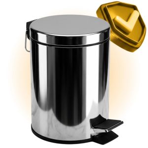 Lixeira Aço Inox 5L Premium com Pedal Antiderrapante Balde Removível Alça Transporte Tampa Soft Close Resistente Antiodor Fácil Limpar Cozinha Banheiro Escritório