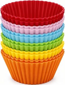 Kit 12 Formas de Silicone para Cupcake, Muffin, Bolinho, Assadeira, Air Fryer, Cores Variadas, Resistente a Temperatura, Forminhas, Livre de BPA – Qualidade Premium