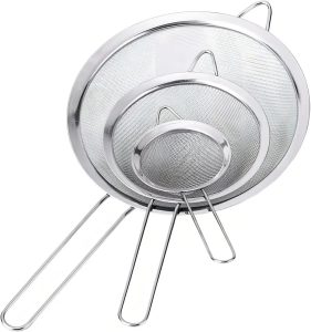 Kit Peneiras Inox 3 Peças 8cm 10cm 12cm – Aço Inoxidável, Malha Fina, Ideal para Cozinha, Farinha, Café e Chá