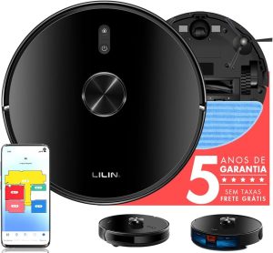 Robô Aspirador e Esfregão Lilin X6, Aspirador Robô e Robô de Limpeza com Navegação LIDAR 360°, 6500Pa, 3 em 1 Aspira e Passa Pano, Mapeamento Inteligente, Alexa, Bivolt 110/220V, Estoque No BR