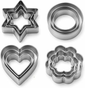 Cortador de Biscoito Inox Kit Formas Coração Estrela Flor e Círculo