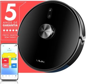 Lilin Robô aspirador de pó X6 com navegação LIDAR, 110/220V Bivolt, Aspirador Robótico com tanque de água e poeira integrado, Recarga automática e retoma a limpeza, Salve vários mapas, Do Brasil