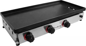 Chapa De Lanche A Gás Profissional Para Hamburguer Ideal Para Restaurantes – Com 3 queimadores, 4 Níveis De Calor E Controle De Temperatura Ajustável – Fabricada Em Inox Com Revestimento Antiaderente