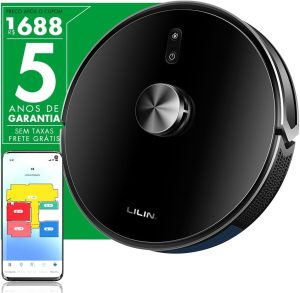 LILIN Robô aspirador de pó X6, Navegação e mapeamento LIDAR, 110/220V Bivolt, Aspirador e esfregão 3 em 1, Mapeamento de vários pisos, Autocarregamento, Conexão WiFi, Funciona com Alexa