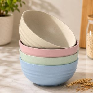 Kit 4 Tigelas Bowl em Fibra de Trigo Ecológica, Cumbucas Resistentes para Cereal, Frutas, Sobremesas e Sorvete, Ideal para Adultos e Crianças – Qualidade Premium LNMAX®