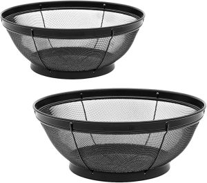 Kit Escorredor Multiuso Aço Inox Preto 2 Peças Para Arroz, Macarrão, Saladas e Legumes