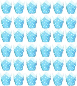 50 Forminhas para Mini Cupcakes, Estilo Rústico, Resistentes, Estáveis ​​e Fáceis de Usar. Ideais para, Azul