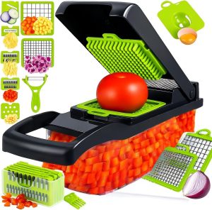 Cortador Fatiador Ralador de Legumes Multifuncional 15 em 1 – Fatiador de Bandolim Máquina Profissional de Cortar Alimentos Cebolas Vegetais Frutas Legumes Premium Hytalux