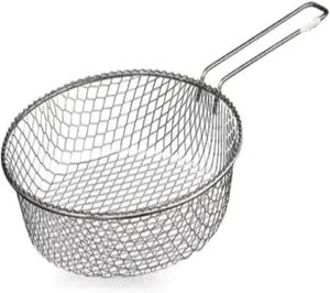 Peneira Escumadeira De Arame Metálico Para Fritura Cesto Redondo Com Cabo Longo Ideal Para Fritar Escorrer E Retirar Alimentos 21Cm Diâmetro
