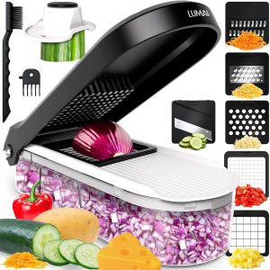 LUMAI Cortador de Legumes e Ralador Premium com 1,2L e Lâminas Aço Inox | Fatiador, Triturador