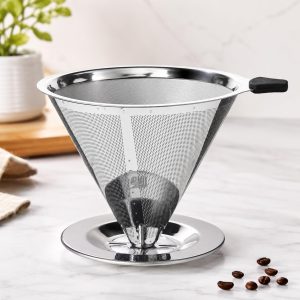 Coador de Café Inox Reutilizável Modelo 103 – Filtro Permanente em Aço Inoxidável Premium, Sem Necessidade de Papel, Fácil de Limpar, Preserva os Óleos Naturais e o Sabor do Café