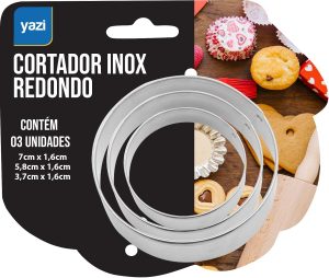 Tuut, Linha Confeitaria, Jogo com 3 Cortadores em Inox Redondo, 3 tamanhos