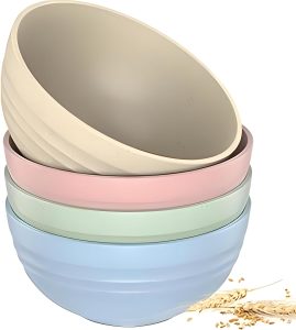 Kit Tigela Bowl Cumbucas Potes Cereal Frutas Sobremesa Sorvete Pote Saladas Sopa Potinho Fibra de Trigo Ecológico Conjunto 6 Peças Resistente Cor Sortido Resistente Forte