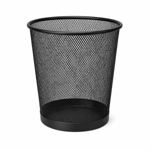 Lixeira Aramada de Metal, 12L, Design Moderno, Resistente e Ventilada para Escritório e Casa (PRETO)