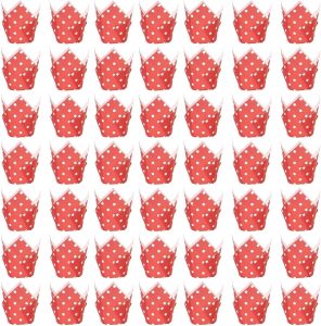 50 forminhas de mini a para muffins, estilo rústico, resistentes e ideais para cupcakes no, Vermelho