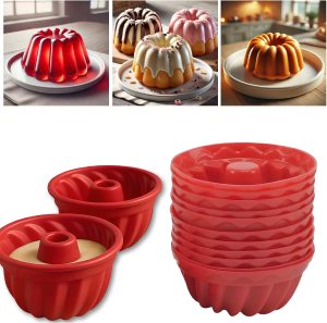 Kit 12 Forma Redonda Silicone Mini Para Bolo Pudim Cupcake Muffins Forno Forma de Silicone para Airfryer Forminha de Silicone Pudim Forminha para Pudim Bolo Vulcão