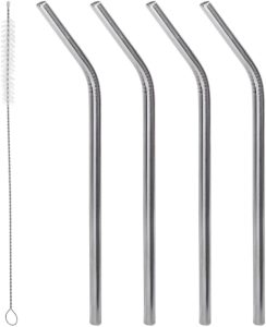 LYOR – Conjunto 4 Canudos de Aço Inox Reutilizáveis com Escova para Limpeza 21,5cm