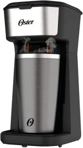 Cafeteira Oster 2Day Inox 2 em 1 com Copo Térmico, 110V, Preto/Inox, 600W, OCAF200