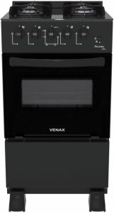 Fogão Venax Picasso Line 4 Bocas Mesa De Vidro Preto Bivolt