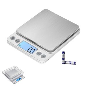 Balança Digital de Precisão para Cozinha 0,1g a 2kg Mini Inox Tara Visor LCD Pilhas Inclusas Confeitaria Café Especial Joias Suplementos Portátil 6 Unidades de Medida