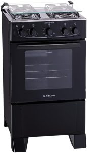 Fogão 4 bocas Atlas Mônaco Plus Preto com Acendimento Automático e Mesa Inox