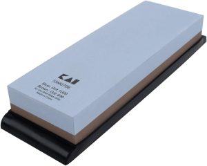 Shun Combinação de talheres de pedra de amolar, gramatura 400 e 1000 – ideal para afiar lâminas muito opacas, inclui bandeja de borracha para afiar a estabilidade