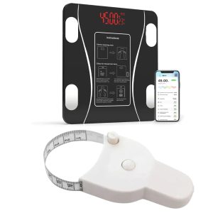 Balança Corporal Digital de Vidro Com Bioimpedância | Capacidade Até 180kg | Bluetooth | Fita Métrica Corporal | Arcanjo Utilidades