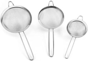 Conjunto de Peneiras em Aço Inox para Cozinha, Kit com 3 peneiras Resistentes