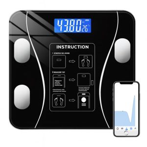 Balança Digital Inteligente com Bioimpedância e Bluetooth, App iOS/Android com Análise Corporal, 180 kg (Preto)
