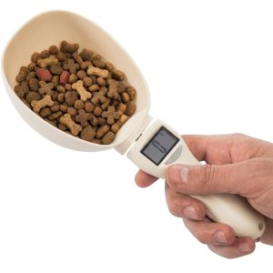 Colher Balança Digital para Ração Pet e Cozinha, LCD, 0,1g–800g, com Tara e Desligamento Automático