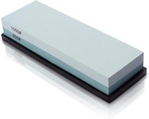 Pedra de Amolar Dupla Face 400/1000 para Facas de Cozinha | Afiador Profissional em Corindon | Ideal para Uso Doméstico e Chef | Alta Durabilidade e Eficiência (Verde e Branco)