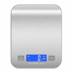 Balança Digital de Cozinha Inox 10kg x 1g com Visor LCD | Função Tara e Conversão de Unidades | Base Antiderrapante | Ideal para Receitas, Confeitaria, Dietas e Controle de Porções