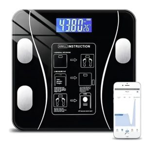 Balança Digital Bioimpedância Premium bluetooth com App para IOS Android Alta Precisão Vidro Temperado LED Controle da Saúde Completo Composição Corporal