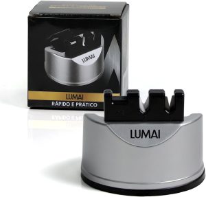 LUMAI Afiador de Facas Manual Phoenix, Ventosa Ultra Forte 3 em 1 Premium | Amolador Compacto Manual, Tungstênio e Cerâmica Premium, Afiar e Polir Lâminas e Tesouras com Segurança