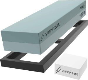 Apontador de facas de pedra afiada premium com pedra de amolar de pedra de amolar Sharp Pebble 400/1000-Whetstone com pedra de nivelamento e base de borracha antiderrapante