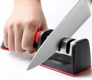 Amolador e Afiador De Facas E Tesouras 3 em 1 Profissional 3 Níveis Amolar Acabamento Ergônomico Aço Inoxidável Cerâmica Pedra De Amolar