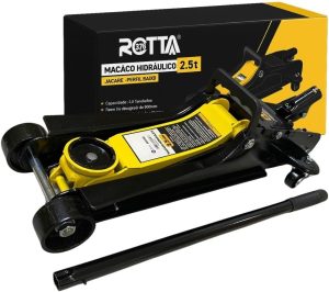 Macaco Hidráulico Jacarezinho 2,5 Toneladas Perfil Baixo Ideal para Carro Rebaixado Altura 8,5cm a 38,5cm Rotta