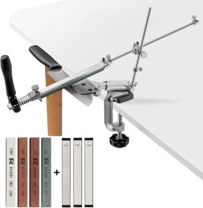 Afiador de facas profissional RUIXIN PRO RX-008 com 7 pedras de amolar, rotação de 360°, design flip de ângulo fixo, liga de alumínio, kit de afiar facas de cozinheiro de cozinha, ferramentas de