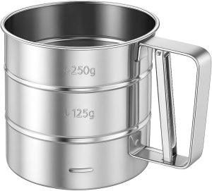 Peneira Manual em Aço Inox Polvilhador com Gatilho para Farinha Açúcar e Temperos