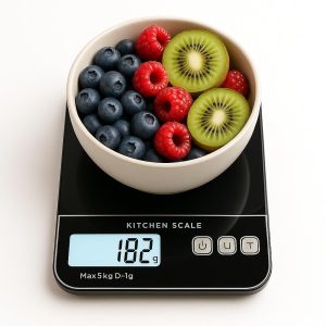 Balança Digital de Cozinha 5kg com Visor LCD, Alta Precisão 1g, Função Tara, Desligamento Automático, Compacta e Antiderrapante – Ideal para Receitas e Dietas
