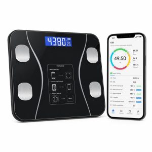 Balança Digital Inteligente Bluetooth com App Sistema de Controle Corporal 12 Medições IMC Gordura Massa Muscular Alta Precisão