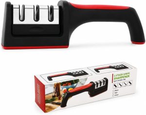 Afiador de Facas 3 em 1 Profissional Amolador Manual Cerâmica Aço Inox