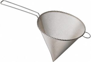 Peneira Chinois Cônica Em Aço Inox Com Cabo 14,5cm E Malha Fina 10Cm De Altura Para Coar Oléo Molhos Caldos E Preparações