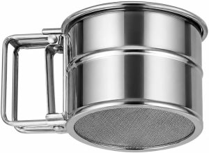 Peneira Manual de Aço Inoxidável Premium, Povilhador de Farinha, Açucar para Temperos, Modelo Profissional