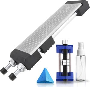 Schaaf Tools — Afiador de facas de diamante com base ajustável, conjunto de pedras de amolar de diamante de 2 lados 400/1000 com gabarito de afiação de cinzel e guia de ângulo para facas, ferramentas