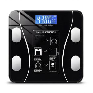 Balança Digital de Bioimpedância Bluetooth até 180kg com App – 13 Métricas Corporais (IMC, Gordura, Massa Muscular, Água, BMR) Vidro Temperado Alta Precisão